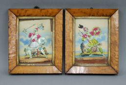 A pair of 19th century maple framed collages, one depicting Mr Lee as the Green Knight,