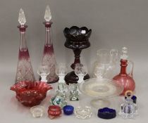 A quantity of Victorian and later glassware, including cranberry.