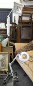 An Allen magnifying light for close work, jewellery etc., and two others. The former 85 cm high.