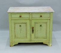 A late 19th century painted pine chest. 92 cm wide, 52.5 cm deep, 74 cm high.