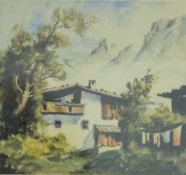 J C REISINGER, a pair of Alpine watercolours, each framed and glazed. 15.5 x 15 cm overall.