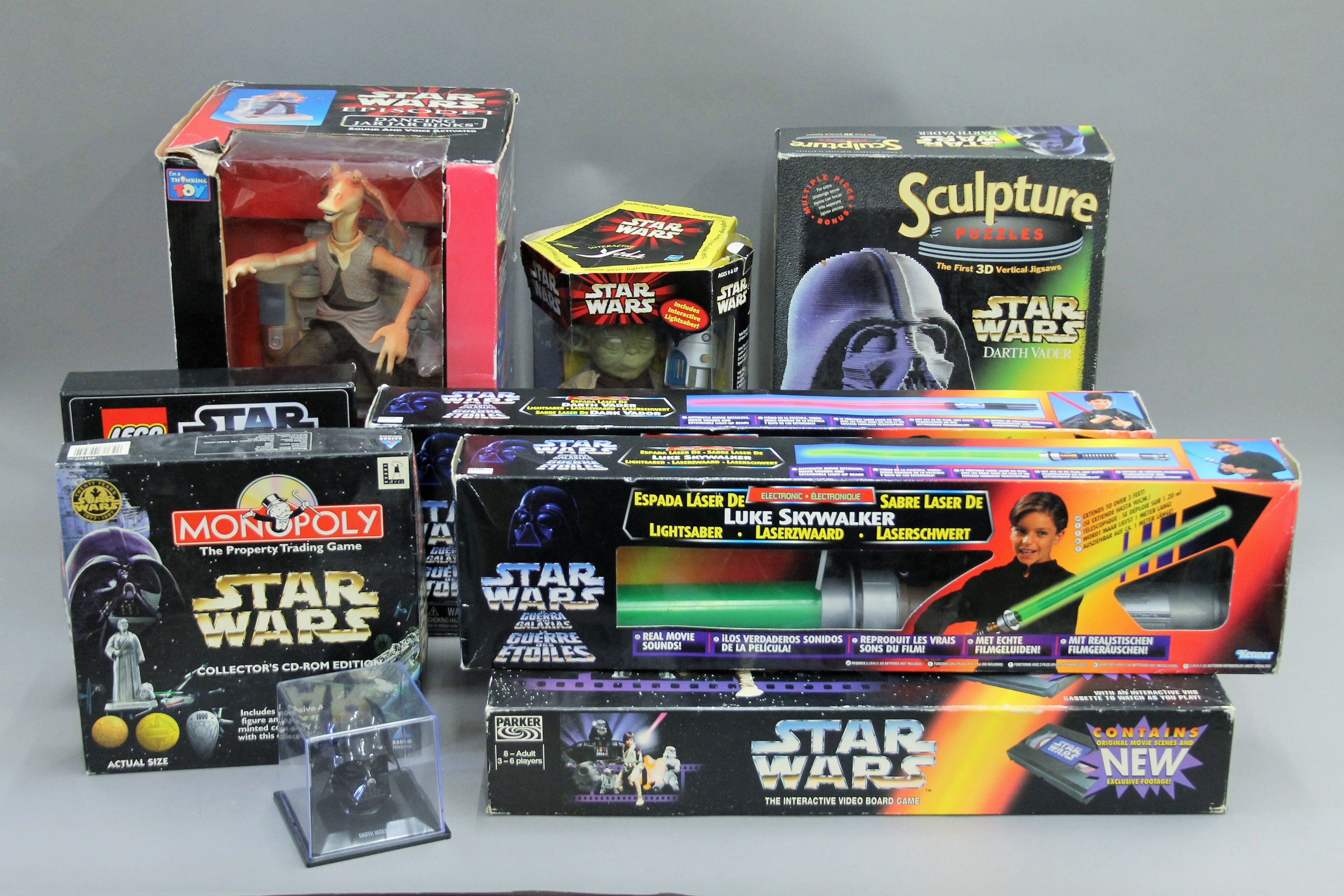 A box of Star Wars toys.