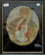 Four 19th century silk work pictures, each framed and glazed. The largest 53.5 x 45.5 cm.