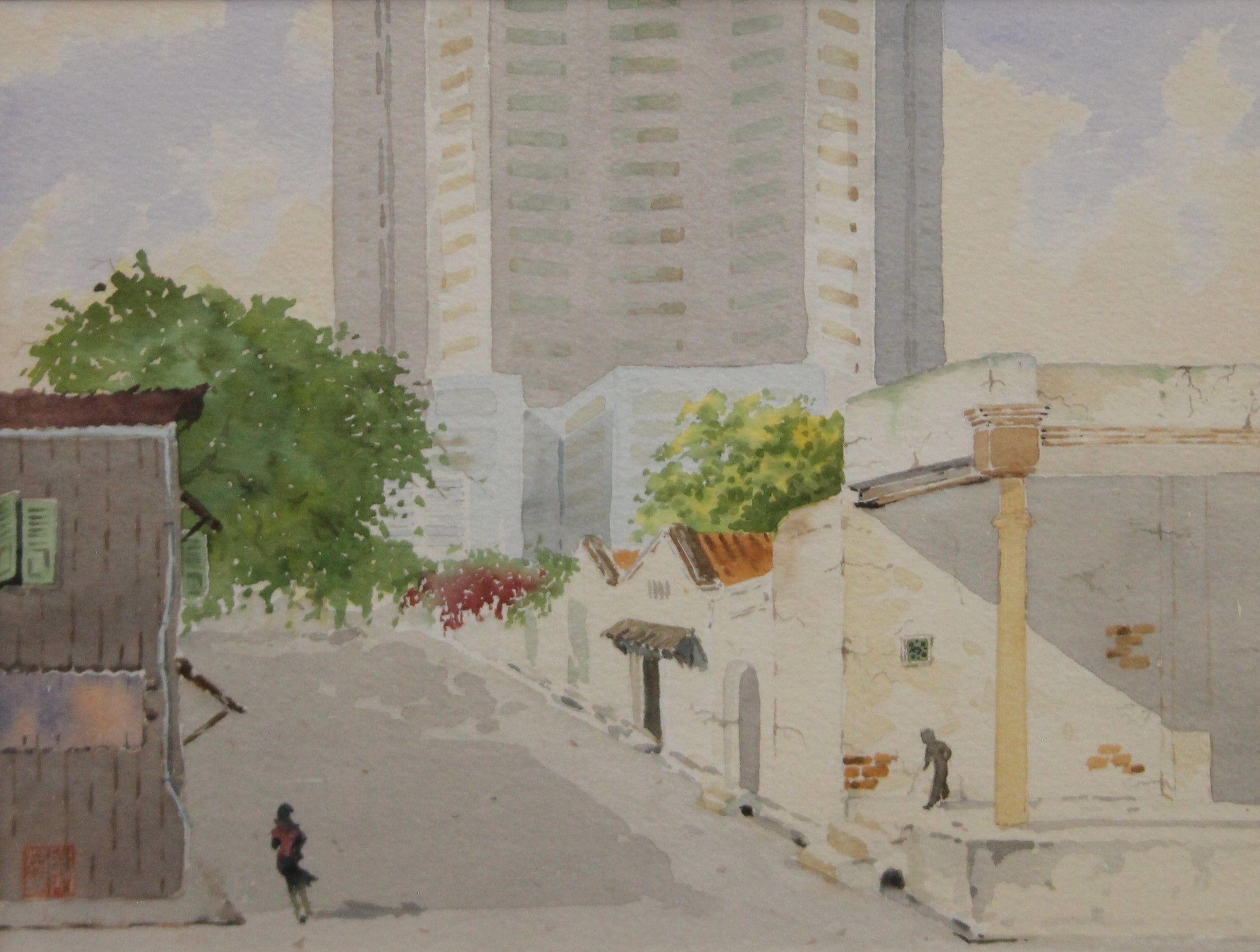 A Contemporary Japanese watercolour, framed and glazed. 35 x 26 cm.