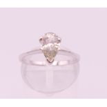An 18 ct white gold pear shaped diamond ring. Total diamond weight approximately 0.8 carat.
