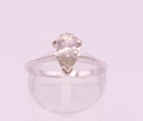 An 18 ct white gold pear shaped diamond ring. Total diamond weight approximately 0.8 carat.