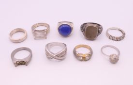 A quantity of silver rings. 56.8 grammes total weight.