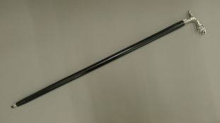 A walking stick with a Jaguar mascot handle. 89 cm long.