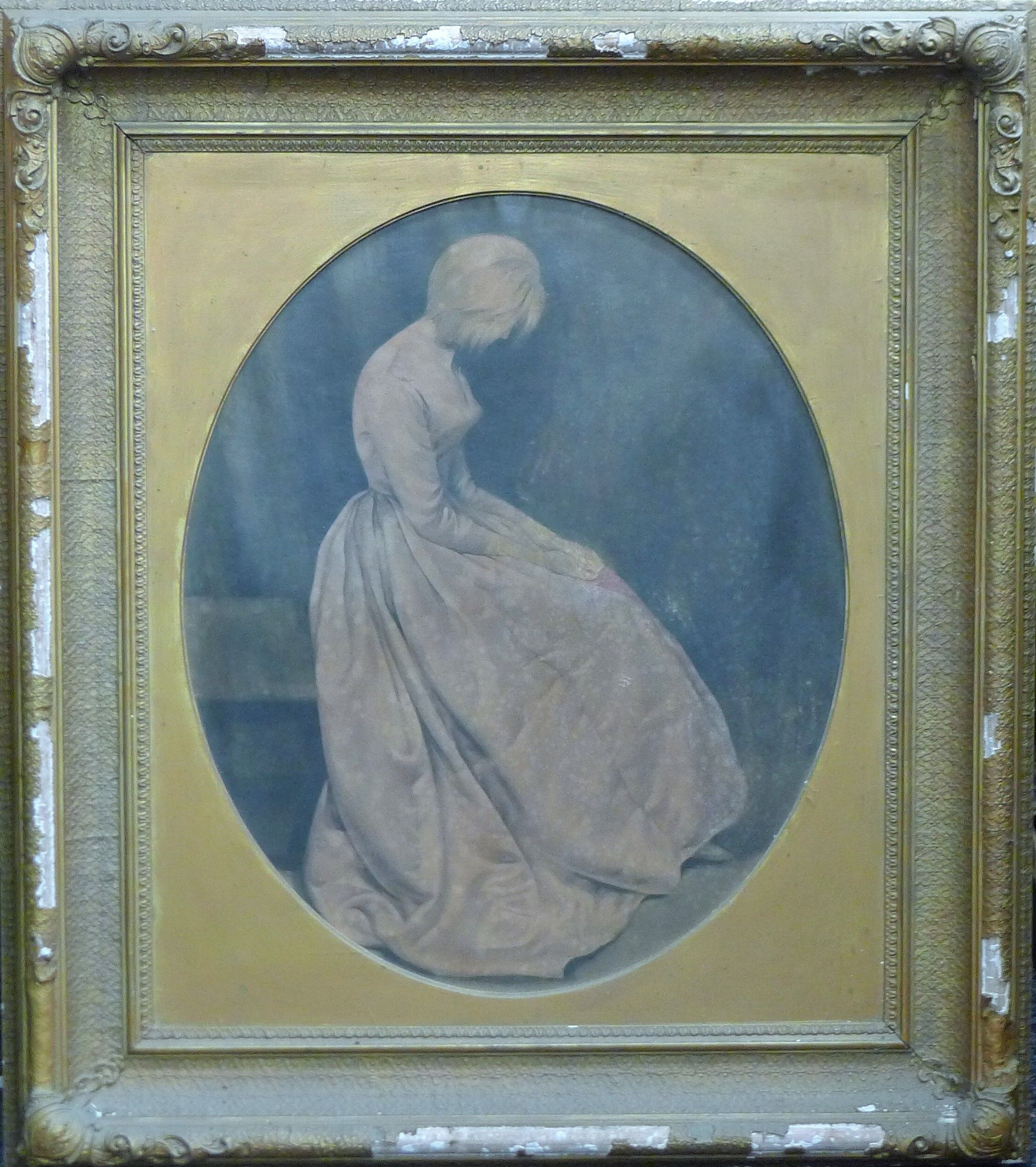 A print of A Seated Lady, housed in a Victorian gilt frame. 77.5 x 88.5 cm. - Image 2 of 2