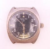 A Hamilton W10 military wristwatch (strap lacking). 4 cm wide.