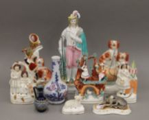 A quantity of various Staffordshire pottery, etc. The largest 33 cm high.