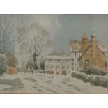 COLIN SQUIRE, Snowy Street Scene, watercolour, signed and dated '85, framed and glazed. 19 x 14 cm.