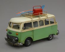 A model of a camper van. 27 cm long.
