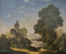 Edward Charles Williams 1807-1881, Castle Ruins, oil on canvas, signed, framed. 60 x 49.5 cm.