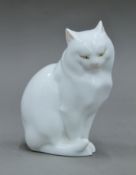 A Herend porcelain cat. 12 cm high.