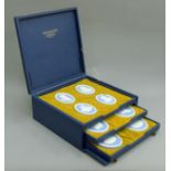 A collection of Wedgwood portrait medallions, boxed.