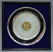 A boxed limited edition silver College of Arms 1952-1977 Queens Coronation dish. 26.5 cm diameter.