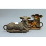 A cast iron chocolate mould formed as a lamb. 35 cm long.