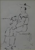 A Picasso print of a Seated Figure, framed and glazed. 25 x 35.5 cm.