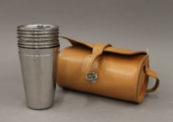 A cased set of hunting cups. The case 18 cm long.