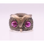 A silver owl ring. Ring size M/N.