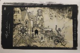 SWOON (Caledonia Curry) (born 1977) American, Street Scene, print on paper. 48 x 33 cm.