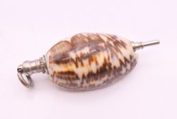 A cowrie shell form propelling pencil. 6.5 cm long.