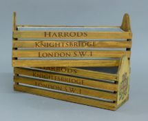 A pair of wooden Harrod's boxes. 35 cm long.