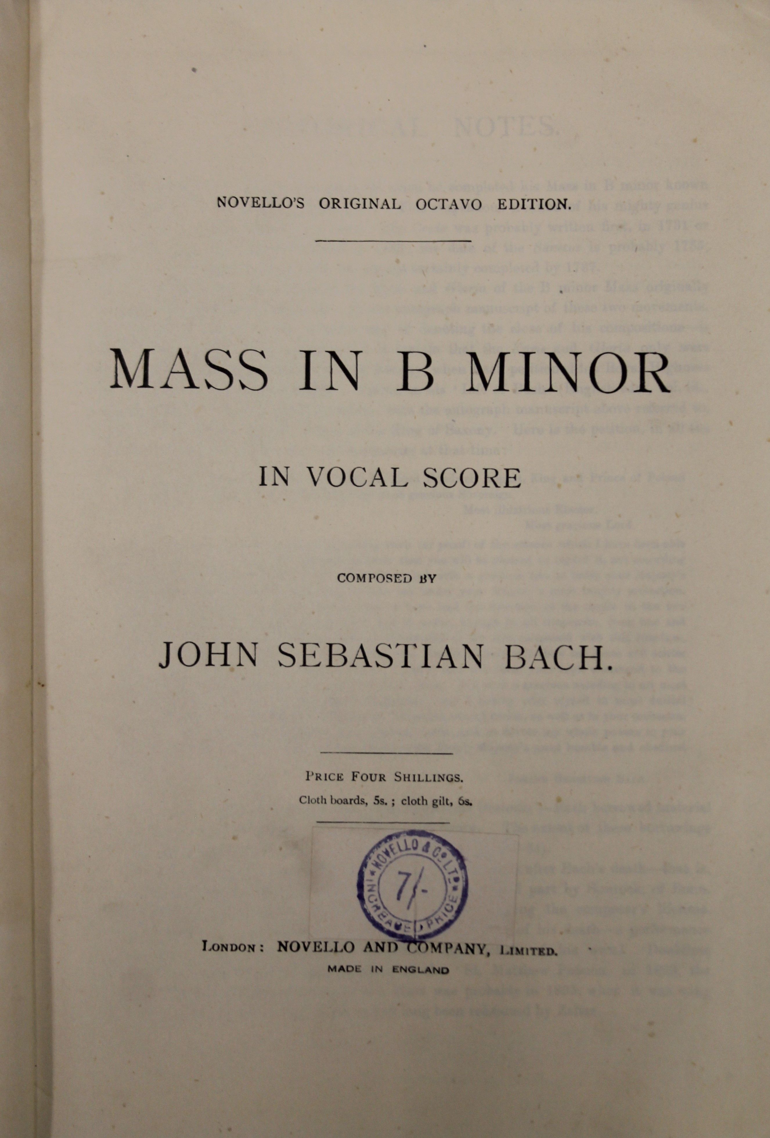 A 1938 hardback score of JS Bach St Mathew Passion edited by Sir Edward Elgar with gilt edged pages, - Image 8 of 9