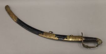 A Georgian officers sabre in leather and brass scabbard,
