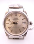 A stainless steel Tudor Prince Oyster date gentleman's wristwatch. 3.75 cm wide.