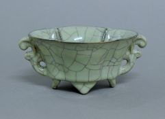 A Chinese celadon bowl. 18 cm wide.