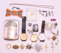 A quantity of costume jewellery, including silver and wristwatches.