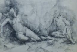 A E HANCE, Nude Study, print, framed and glazed. 73 x 49.5 cm.