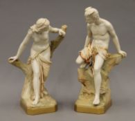 Two large Royal Worcester porcelain figures; one modelled as Mercury, the reverse signed G Evans.