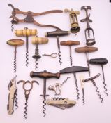 A collection of various corkscrews.
