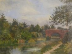 ENGLISH SCHOOL (19th/20th century), Country River Landscape, oil on canvas, indistinctly signed,