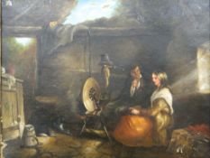 CONTINENTAL SCHOOL (19th century), Young Lovers, oil on canvas, unsigned, framed. 44 x 35 cm.