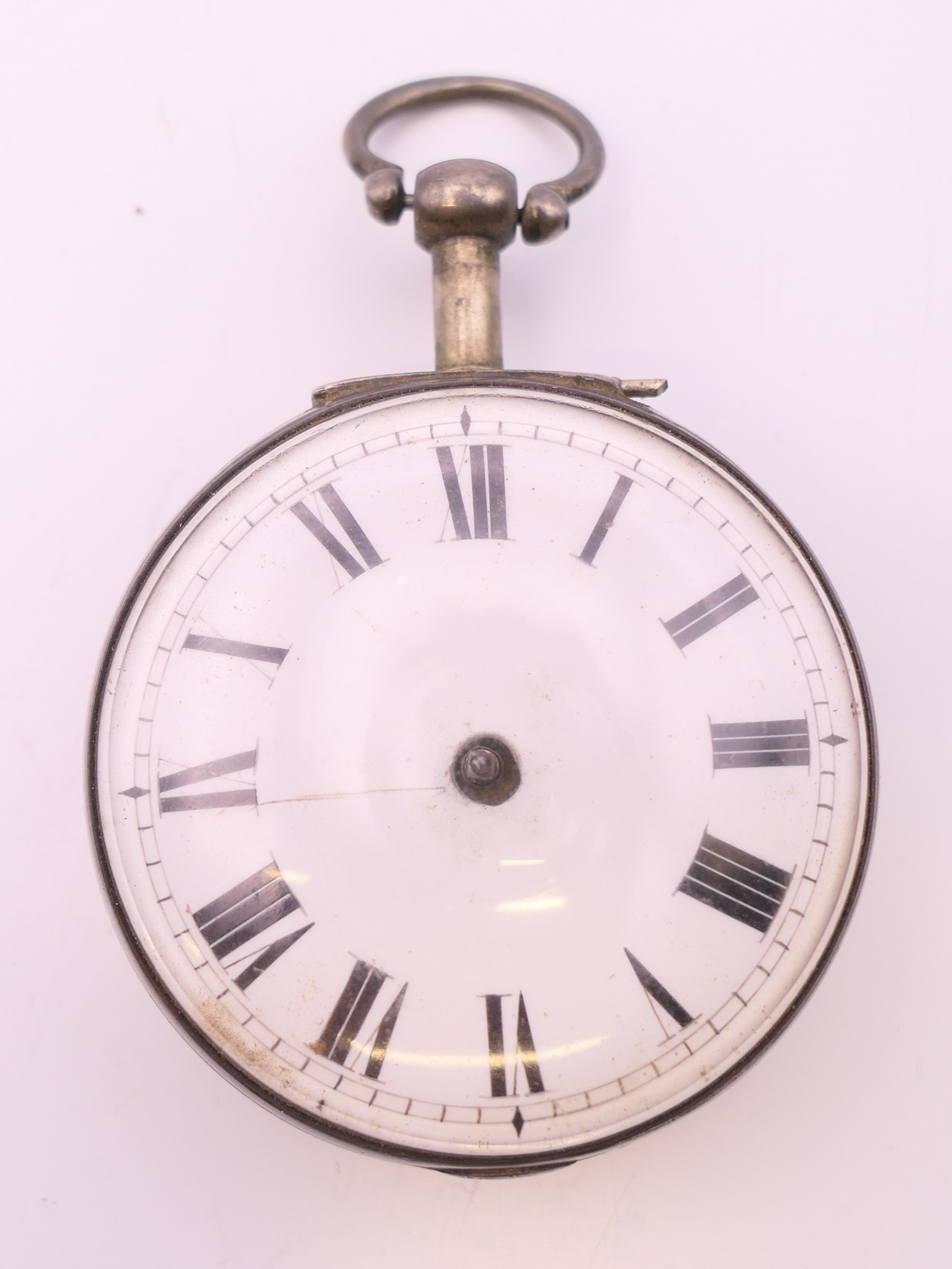 A Georgian silver pair case pocket watch, Wm Moorehouse, London, hallmarked 1800. 5.5 cm diameter. - Image 6 of 13
