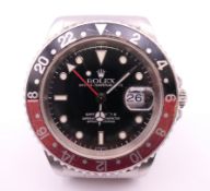 A Rolex GMT Master II gentleman's watch, model number 16710, serial number A444924,