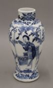 A 19th century Chinese blue and white porcelain vase. 17.5 cm high.