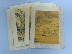 Four Chinese prints, unframed. 28 x 36 cm.