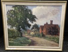 S PERCIVAL, Village Scene, oil on board, signed and dated '76, framed. 49.5 x 39.5 cm.