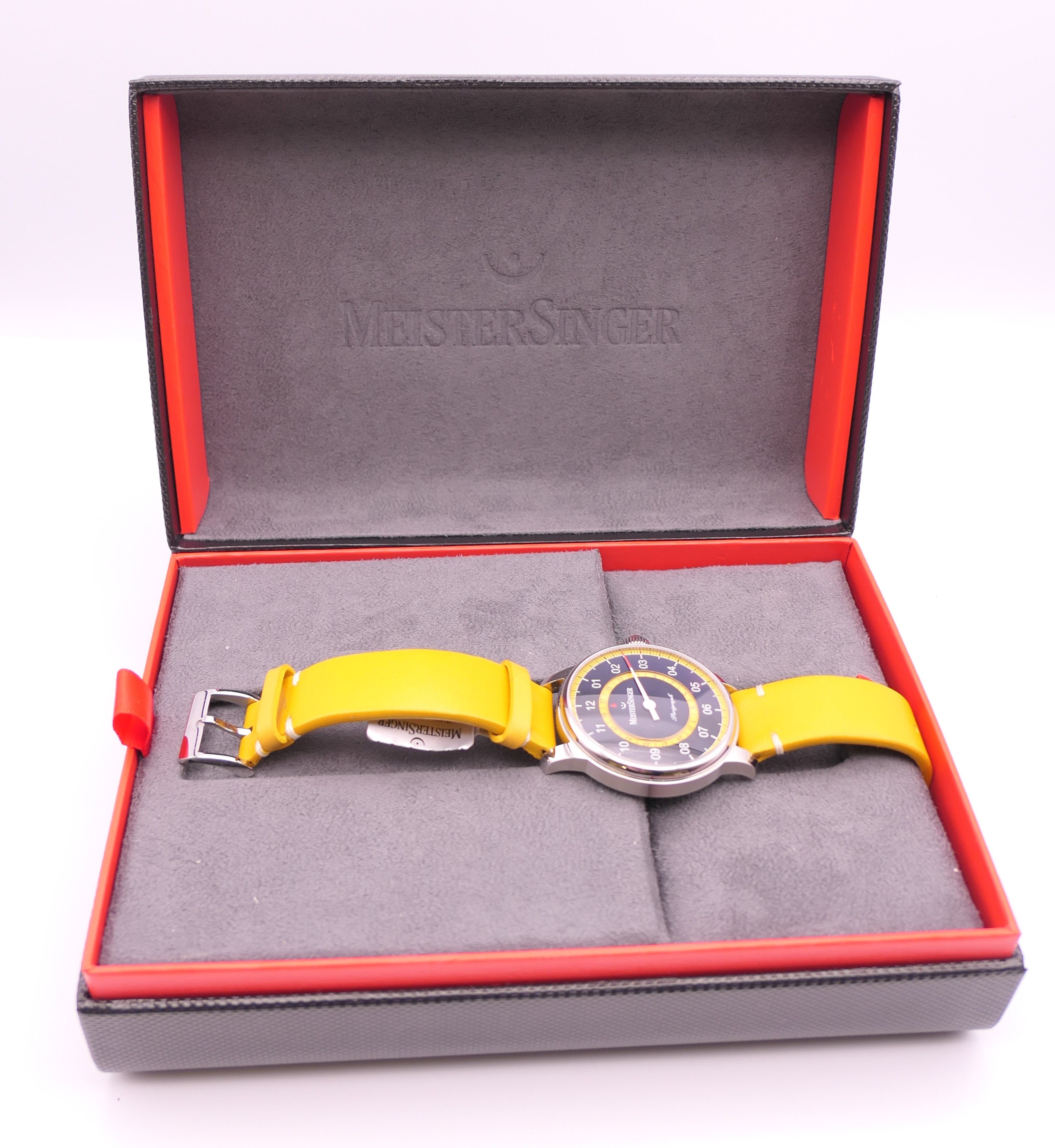 A boxed limited edition Meistersinger Perigraph gentleman's wristwatch. 4.5 cm wide. - Image 16 of 20