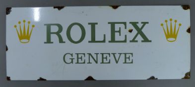 An enamel Rolex sign. 58 cm wide.
