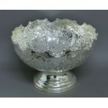 A silver plated embossed punch bowl. 38.5 cm diameter.
