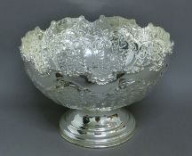A silver plated embossed punch bowl. 38.5 cm diameter.