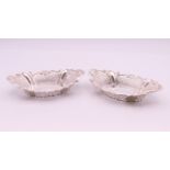 A pair of silver oval shaped pierced bon bon dishes, Sheffield 1894. 12 cm wide. 60 grammes.