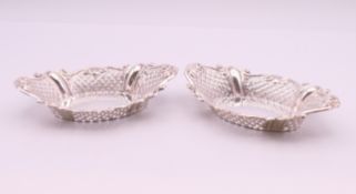 A pair of silver oval shaped pierced bon bon dishes, Sheffield 1894. 12 cm wide. 60 grammes.
