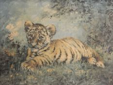 SILVIA DURAN (20th century) Spanish, Tiger Cub, print, framed. 50 x 39 cm.